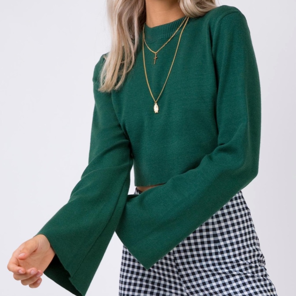 Crop bell sleeve sweater